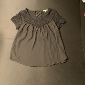 Size Medium Bleuh Ciel Black Blouse with Lace